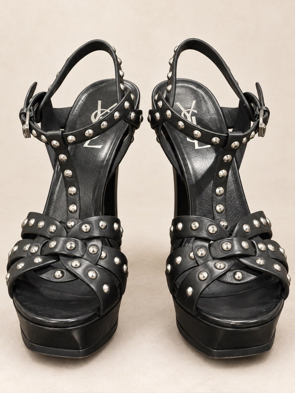 Yves Saint Laurent Tribute 105 Eyelet Studded Sandals EU 38 /7.5-8 /Rare